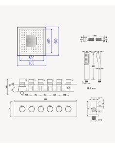 Pack mitigeur thermostatique de douche Wellness à LED Gun métal - Sirius 2