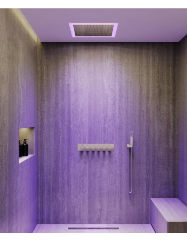 Pack mitigeur thermostatique de douche Wellness à LED Chromé - Sirius