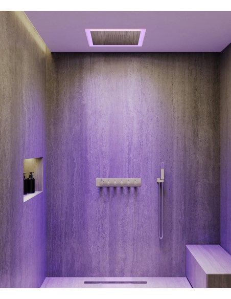 Pack mitigeur thermostatique de douche Wellness à LED Chromé - Sirius