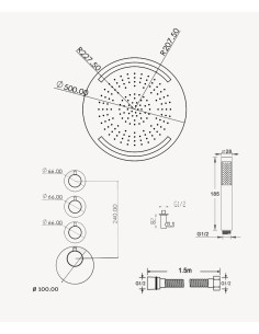 Pack de douche thermostatique avec ciel de pluie rond à LED Gun métal - Corbeau 2