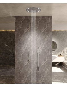 Pack de douche thermostatique avec ciel de pluie rond à LED Chromé - Corbeau