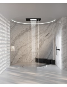 Composition de douche thermostatique Jet cascade pluie et latéraux - Noir