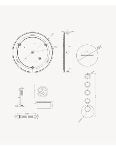 Composition de douche thermostatique ciel de pluie rond Wellness avec body jets Blanc - Corbeau 2