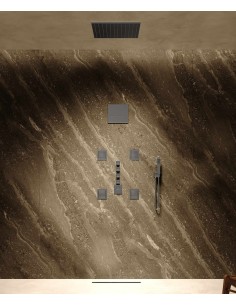 Composition de douche thermostatique ciel de pluie Wellness avec body jets Gun métal - Sirius