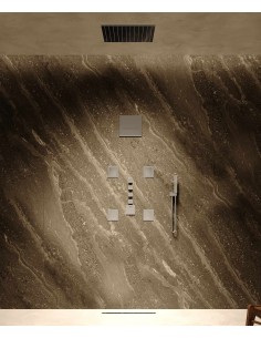 Composition de douche thermostatique ciel de pluie Wellness avec body jets Chromé - Sirius