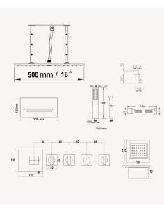 Composition de douche thermostatique ciel de pluie Wellness avec body jets Chromé - Sirius 2