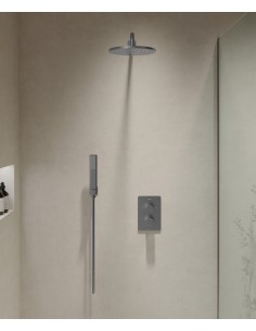 Pack mitigeur de douche thermostatique encastré Gun métal - Fiumina