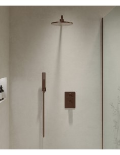 Pack mitigeur de douche thermostatique encastré Or rose brossé - Fiumina
