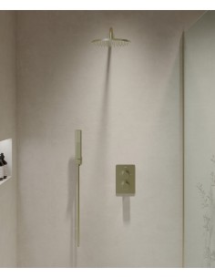 Pack mitigeur de douche thermostatique encastré Doré brossé - Fiumina
