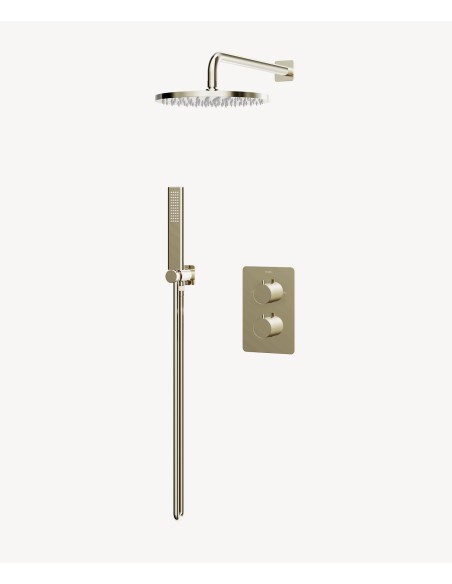 Pack mitigeur de douche thermostatique encastré Champagne - Fiumina