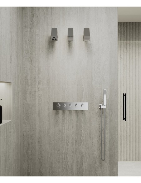 Pack mitigeur thermostatique multi-fonctions avec pommeau orientable Chromé - Sirius
