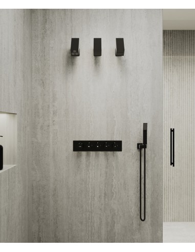 Pack mitigeur thermostatique multi-fonctions avec pommeau orientable Noir - Sirius