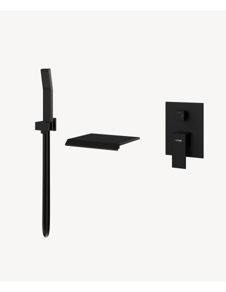 Robinet mitigeur cascade bain-douche à encastrer Noir - Sirius