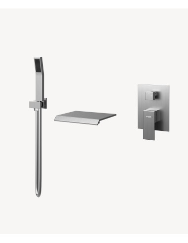 Robinet mitigeur cascade bain-douche à encastrer Nickel brossé - Sirius