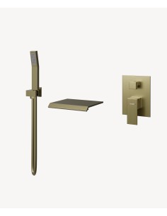 Robinet mitigeur cascade bain-douche à encastrer Doré brossé - Sirius