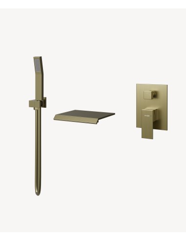 Robinet mitigeur cascade bain-douche à encastrer Doré brossé - Sirius