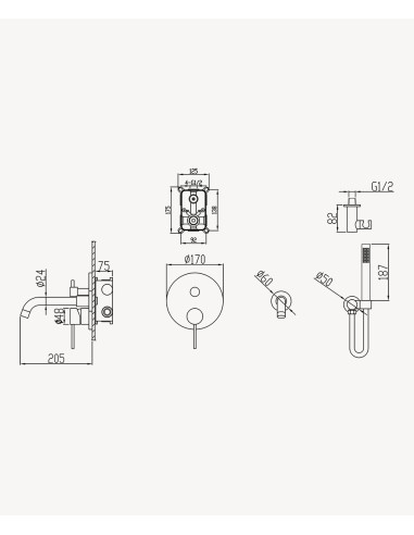 Robinet mitigeur de baignoire à encastrer Moka brossé - Corbeau