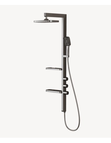 Colonne de douche design avec tablettes - Gun métal