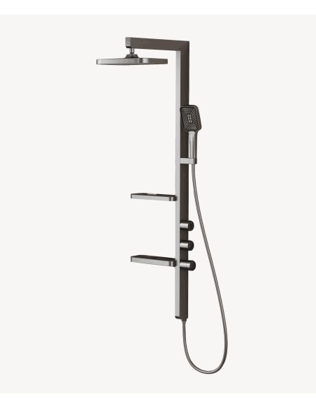 Colonne de douche design avec tablettes - Gun métal