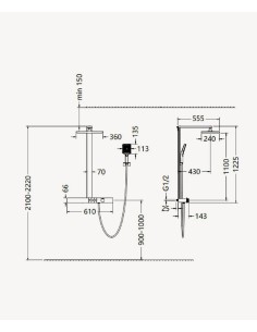 Colonne de douche thermostatique avec tablette - Blanc 2