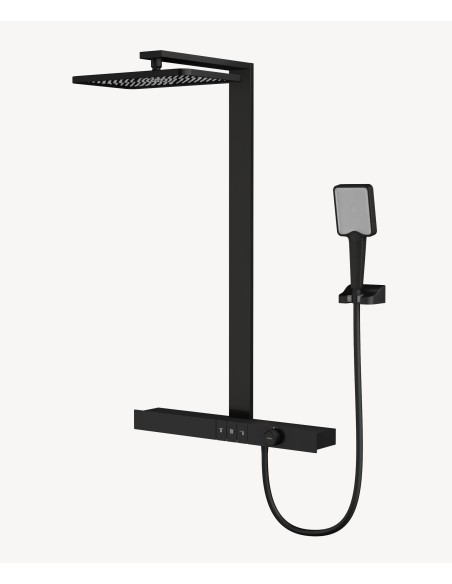 Colonne de douche thermostatique avec tablette - Noir