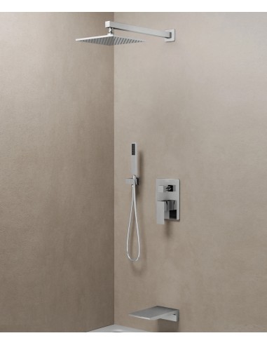 Colonne de douche et bain encastrée avec bec cascade Chromé - Thilia