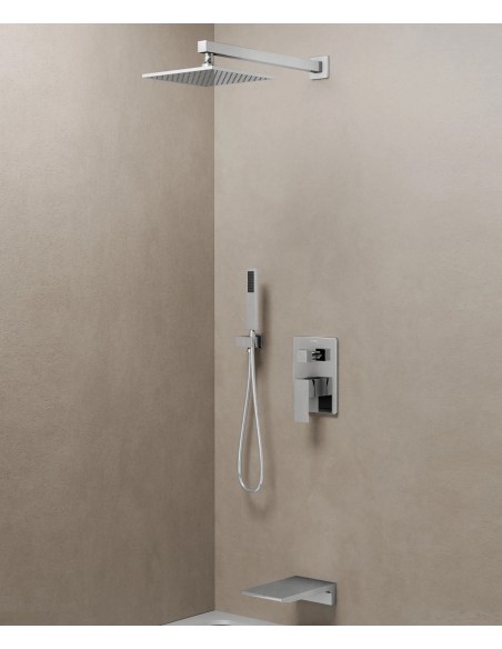 Colonne de douche et bain encastrée avec bec cascade Chromé - Thilia