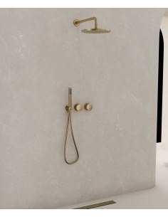 Pack douche encastré Doré brossé sans réglage de débit - Leros