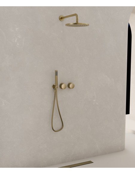 Pack douche encastré Doré brossé sans réglage de débit - Leros