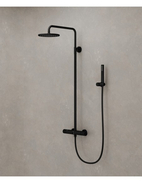 Colonne de douche murale avec mitigeur Noir - Leros