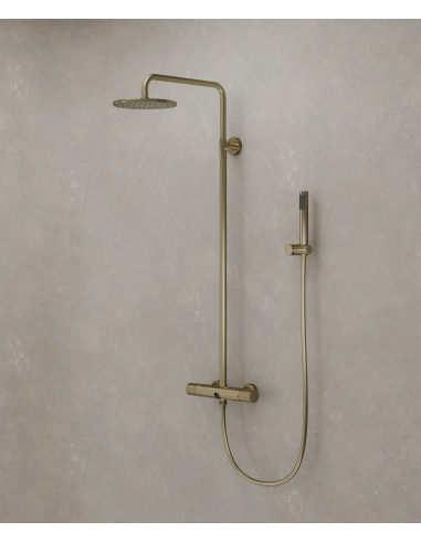 Colonne de douche murale avec mitigeur Doré brossé - Leros