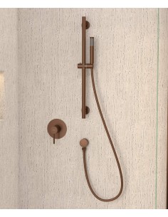Mitigeur douche encastré avec ensemble barre et douchette Or rose brossé - Corbeau
