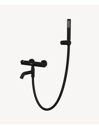 Mitigeur thermostatique de baignoire mural Noir - Corbeau