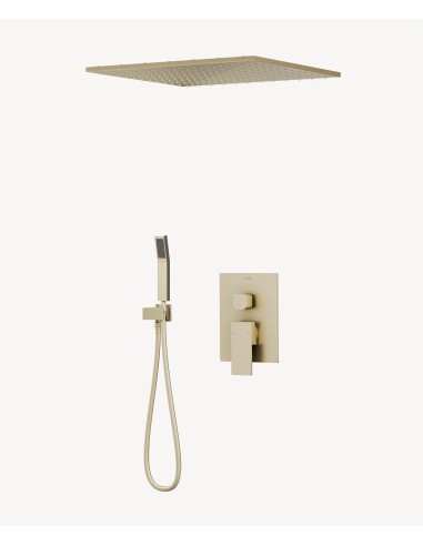Système douche pluie encastrable au plafond Doré brossé - Sirius