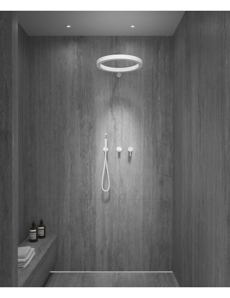 Kit de douche avec pommeau de pluie circulaire Blanc - Corbeau