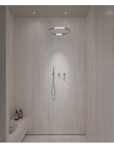 Kit de douche avec pommeau de pluie circulaire Chromé - Corbeau