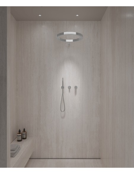 Kit de douche avec pommeau de pluie circulaire Chromé - Corbeau