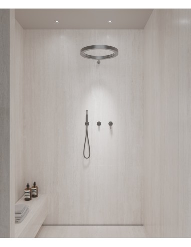 Kit de douche avec pommeau de pluie circulaire Gun métal - Corbeau
