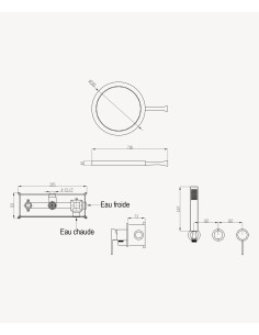 Kit de douche avec pommeau de pluie circulaire Gun métal - Corbeau 2