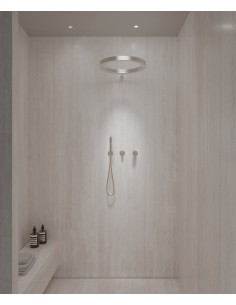 Kit de douche avec pommeau de pluie circulaire Nickel brossé - Corbeau