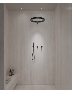 Kit de douche avec pommeau de pluie circulaire Noir - Corbeau