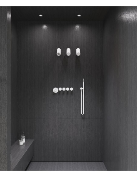 Pack mitigeur thermostatique multi-spray avec pommeau orientable Blanc - Corbeau