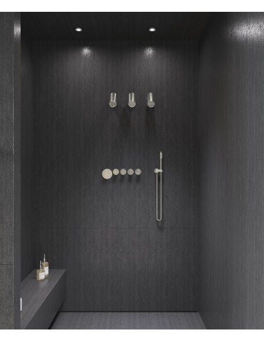 Pack mitigeur thermostatique multi-spray avec pommeau orientable Nickel brossé - Corbeau