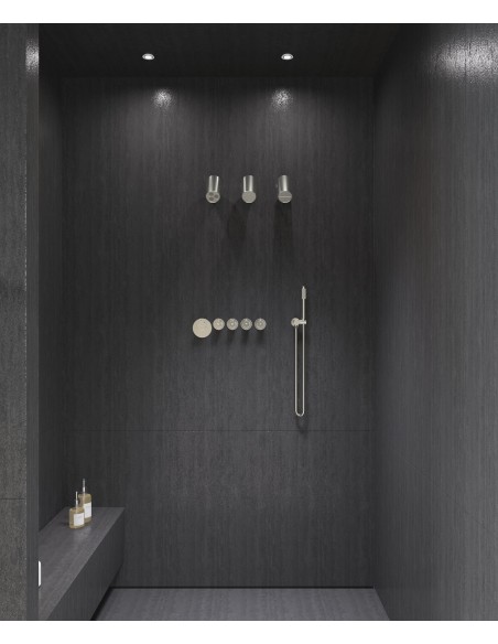 Pack mitigeur thermostatique multi-spray avec pommeau orientable Nickel brossé - Corbeau