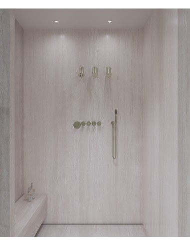 Pack mitigeur thermostatique multi-spray avec pommeau orientable Doré brossé - Corbeau