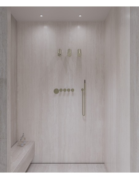 Pack mitigeur thermostatique multi-spray avec pommeau orientable Doré brossé - Corbeau