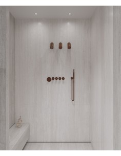 Pack mitigeur thermostatique multi-spray avec pommeau orientable Or rose brossé - Corbeau