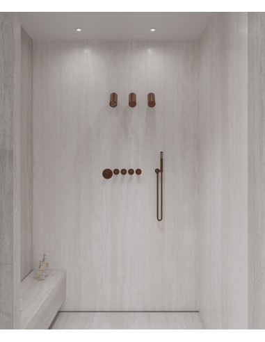 Pack mitigeur thermostatique multi-spray avec pommeau orientable Or rose brossé - Corbeau
