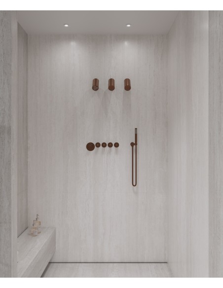 Pack mitigeur thermostatique multi-spray avec pommeau orientable Or rose brossé - Corbeau