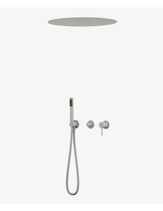 Pack mitigeur douche 3 trous encastré plafond rond Blanc - Corbeau